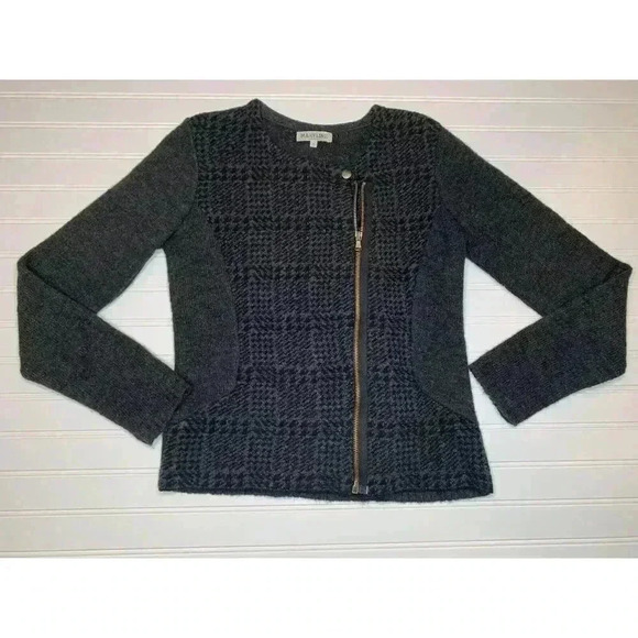 Maryline Cardigan Sweater Jacket Wool Blend Italy Gray Zip Small - Picture 1 of 3